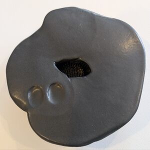 Free form pottery Japanese flower frog. 7" X 6.5"  X 1.5"